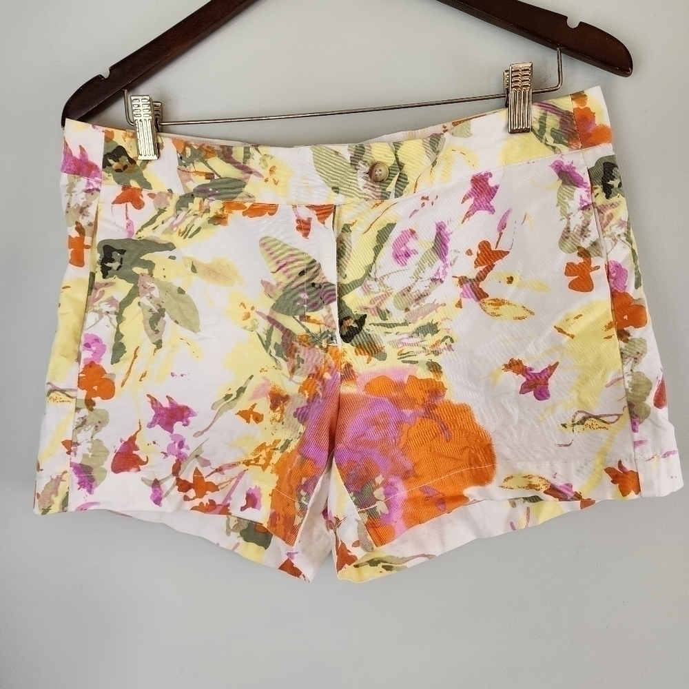 Cynthia Rowley Women's Floral Flat Front Mid Rise Pockets Shorts Size 10